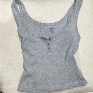 Brandy Melville Light Gray Ribbed Cropped Tank Top